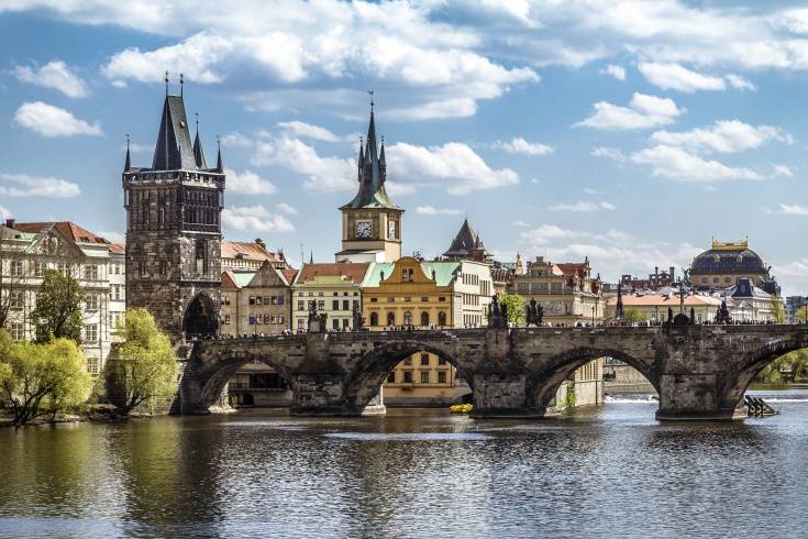 View of the Charles Bridge in Prague