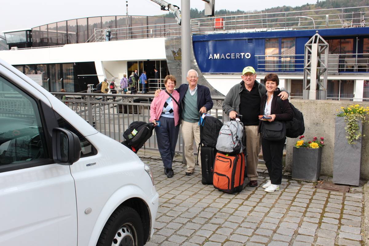 Mr. Millard and his friends on arrival to Vilshofen river cruise dock